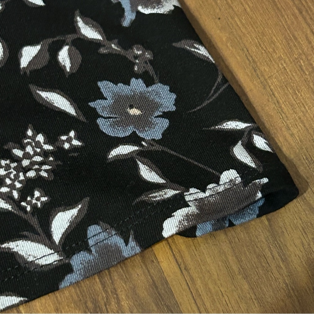 Joan Rivers Sleeveless Floral Print Maxi Dress Stretch Blue Black Gray - Picture 9 of 10